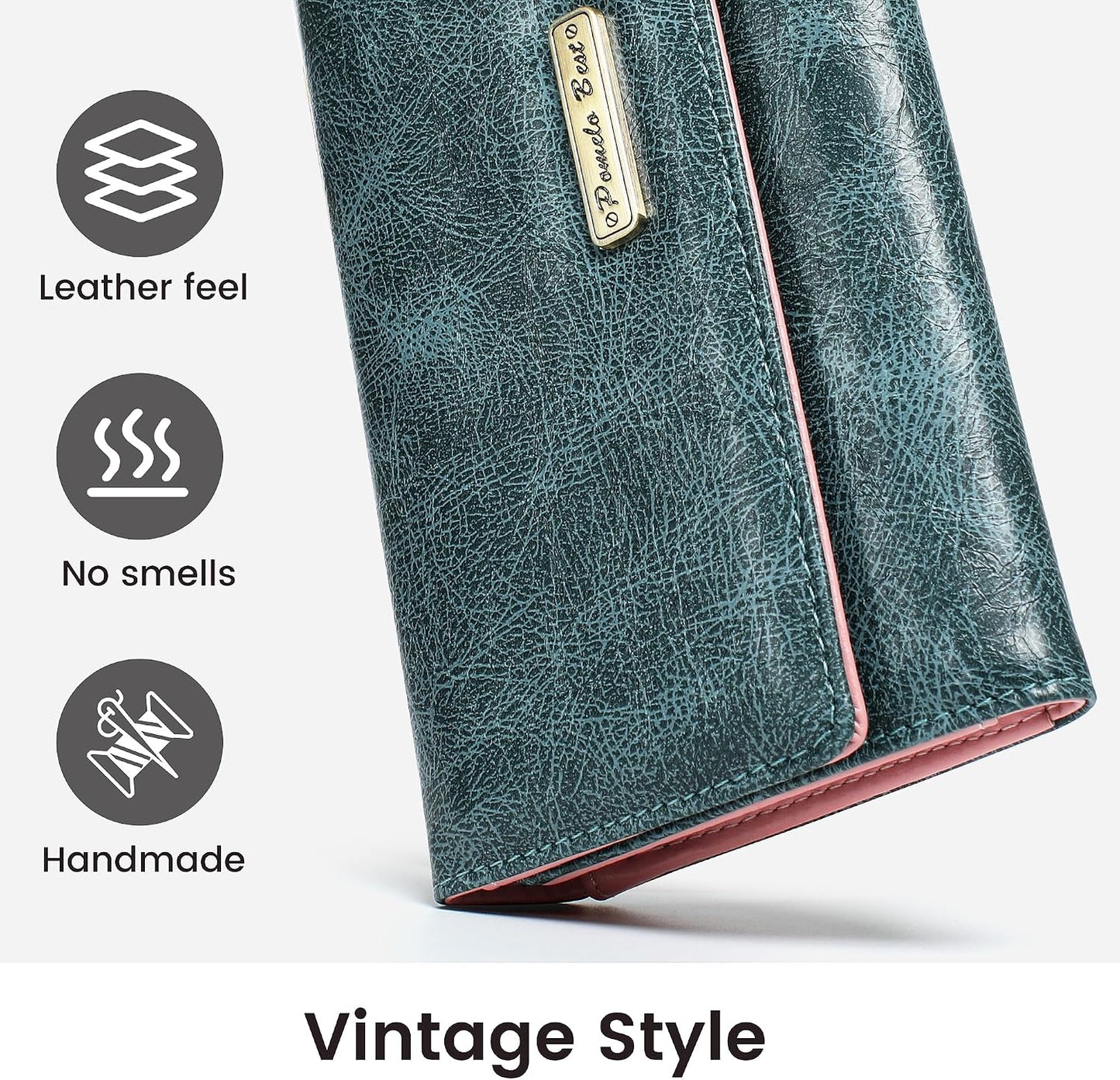 HOTPomelo Best Wallet Women RFID Blocking Trifold Credit Card Holder Slim Womens Wallet with Zipper Coin Pocket ID Window Green
