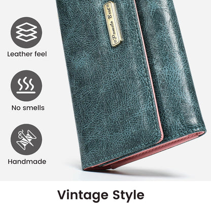 HOTPomelo Best Wallet Women RFID Blocking Trifold Credit Card Holder Slim Womens Wallet with Zipper Coin Pocket ID Window Green