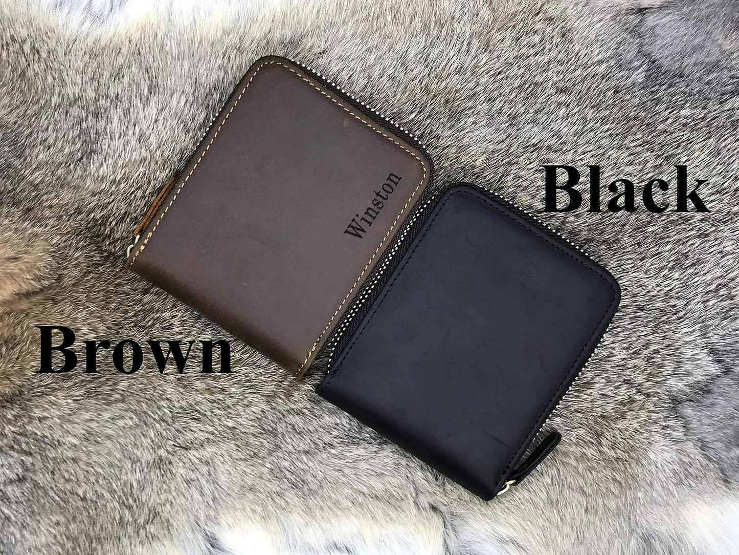 HOTPersonalized Leather Zipper wallet, Zip Around Wallet, Bifold Multi Card Holder Purse