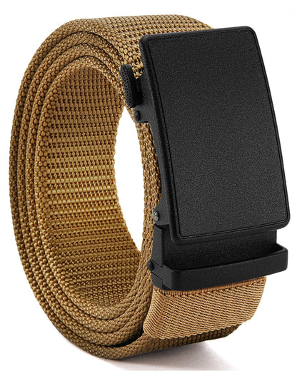 HOTCHAOREN 1.5" Nylon Ratchet Belts for Men - Adjustable Casual Work Belt with Slide Buckle - Trim to Fit