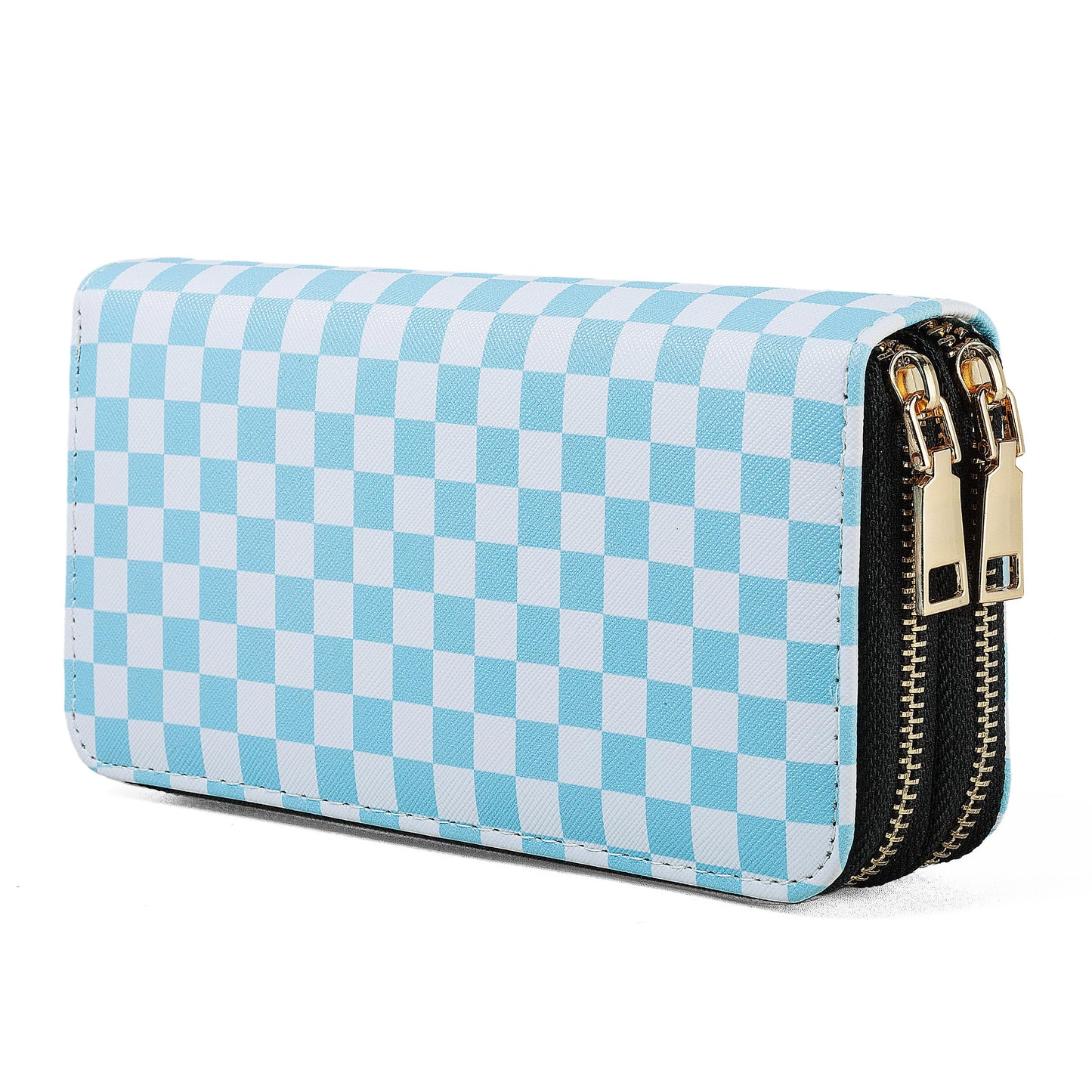 HOTCheckered Wallets for Women Cute Large Capacity Black White Plaid Purse 2 Zippers Credit Card Holder (checkered)