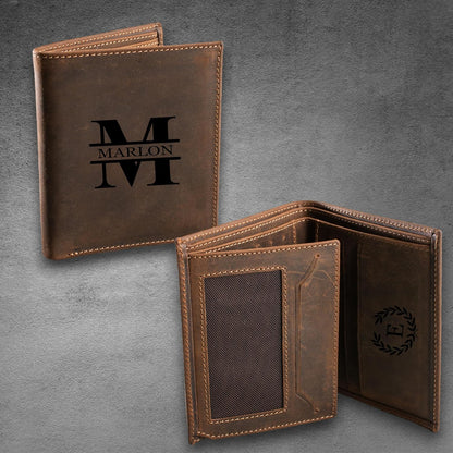 HOTPersonalized Leather Wallet for Men, Genuine Leather Trifold Wallet, Handmade Custom Wallet, Personalized Gift, Gift for Him, Gift for Dad, Anniversary Gift, Valentine's Day Gift,