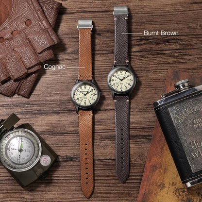 HOTGetalia Italian Leather Watch Band | Tuscany Vegetable-Tanned Full Grain Calfskin Palm Grain Strap, Quick Release Watch Band with Folding Clasp, 18mm 19mm 20mm 21mm 22mm, Soft Strap for Men Women