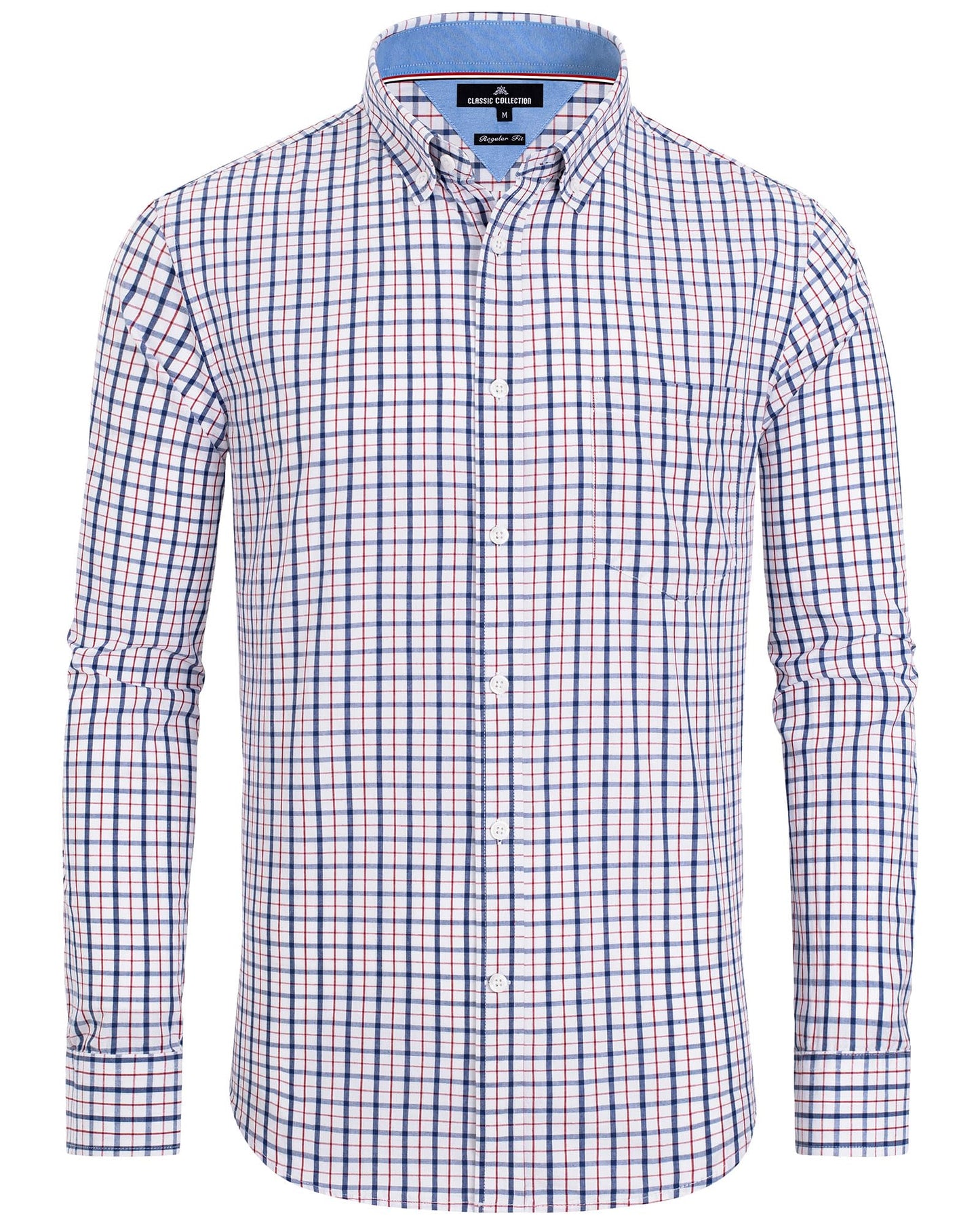 HOTAlimens & Gentle Men's Plaid Button Down Shirts Cotton Long Sleeve Dress Shirts Regular Fit Gingham Shirts