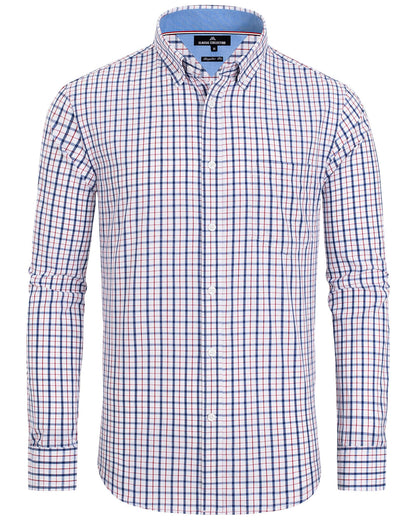 HOTAlimens & Gentle Men's Plaid Button Down Shirts Cotton Long Sleeve Dress Shirts Regular Fit Gingham Shirts
