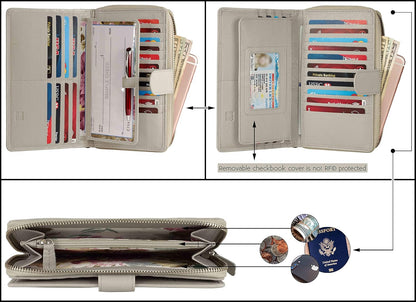 HOTBig Fat RFID Blocking Leather Organizer Checkbook Wallets For Women - Clutch
