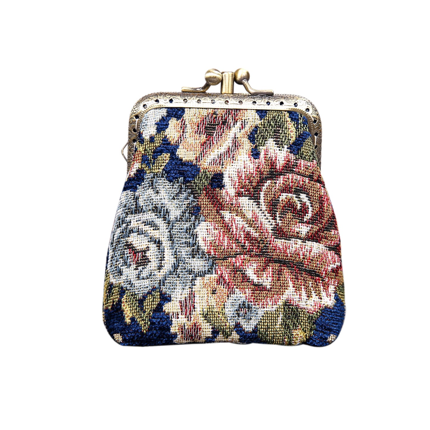 HOTCarpet Bag Double Kiss Clasp Coin Purse Pouch,Vintage Change Wallet Card Holder
