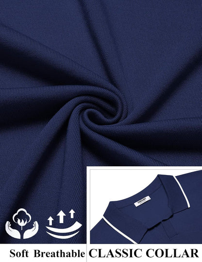 HOTCOOFANDY Mens Polo Shirts Short Sleeve Casual Knit Polo Shirt Vintage Golf T Shirts Old Money Tops