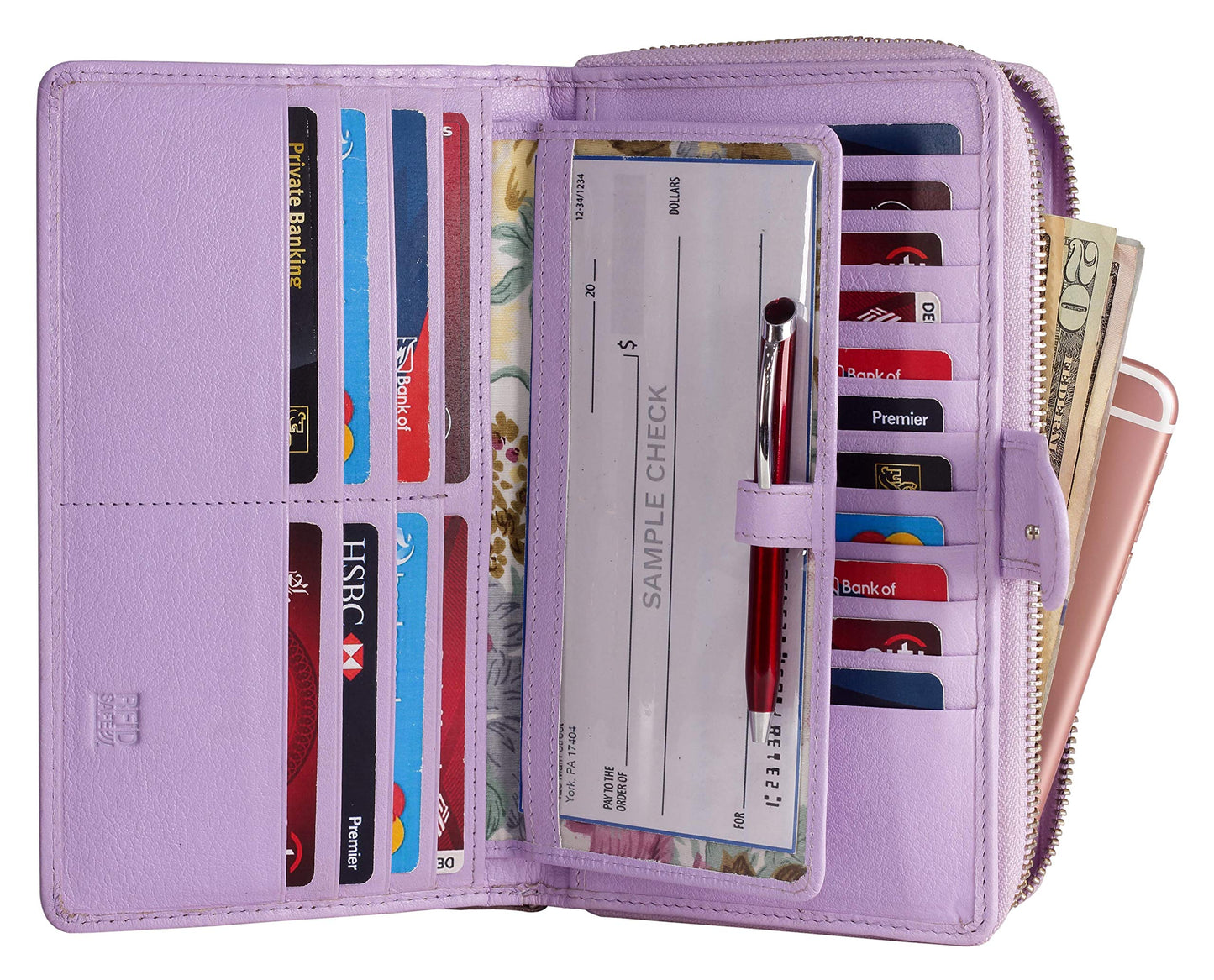 HOTBig Fat RFID Blocking Leather Organizer Checkbook Wallets For Women - Clutch
