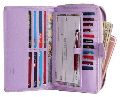 HOTBig Fat RFID Blocking Leather Organizer Checkbook Wallets For Women - Clutch