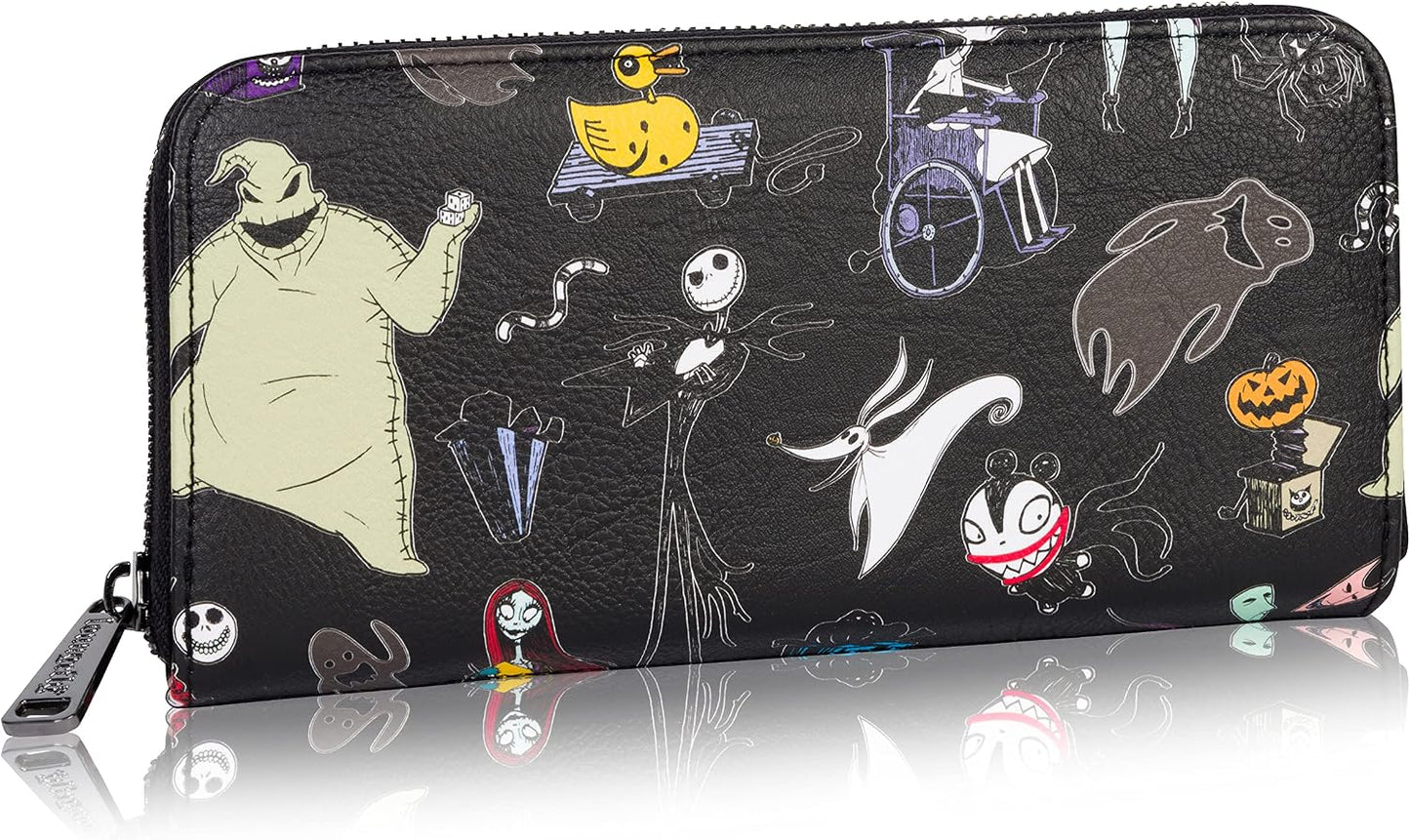 HOTLoungefly Disney The Nightmare Before Christmas Wallet - Accordion Style & Zip Around