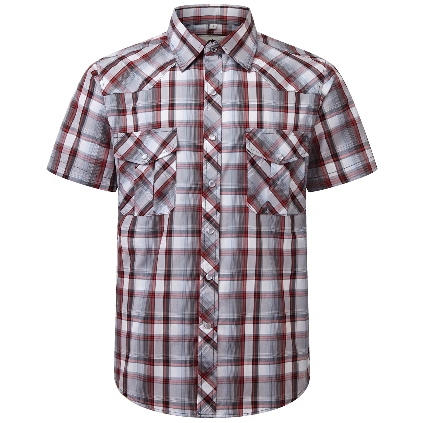 HOTCOEVALS CLUB Men's Western Cowboy Short Sleeve Pearl Snap Casual Plaid Work Shirts