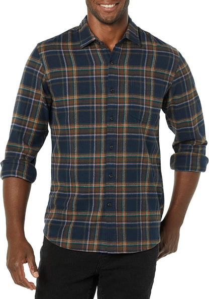HOTAmazon Essentials Men's Slim-Fit Flannel Shirt, Long Sleeve Button Down Plaid