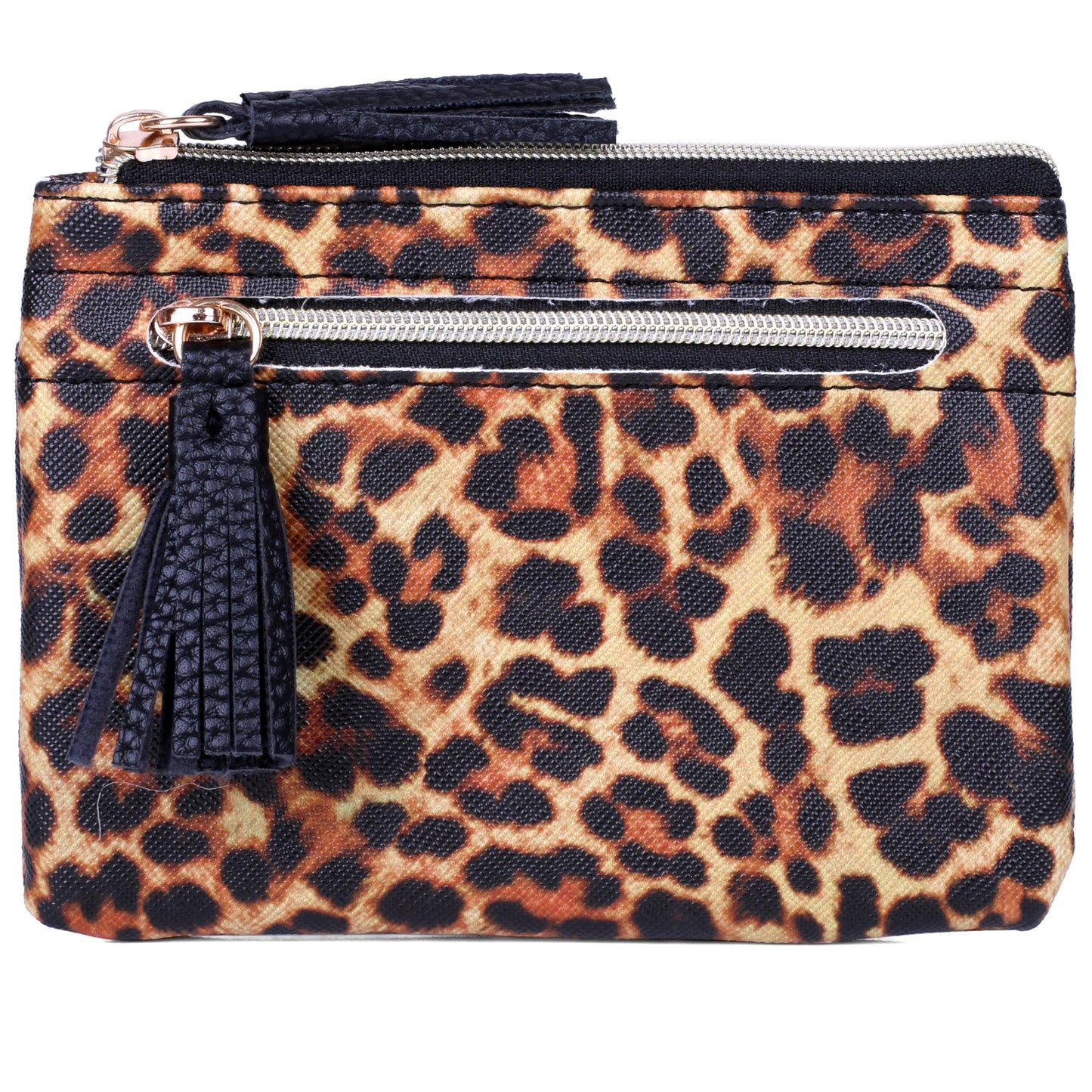 HOTJulia Buxton Vegan Leather Wallet with Zipper, ID Windows, RFID Blocking, Card Slots & Key Ring, Compact Coin & Card Holder Case, Gift Idea, True Blue