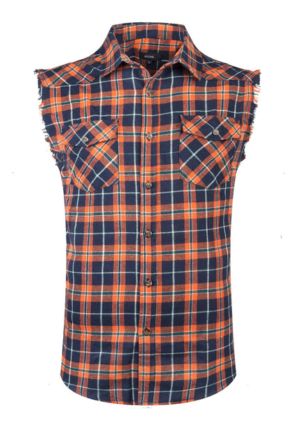 HOTMen's Casual Flannel Plaid Shirt Sleeveless Plus Size Vest