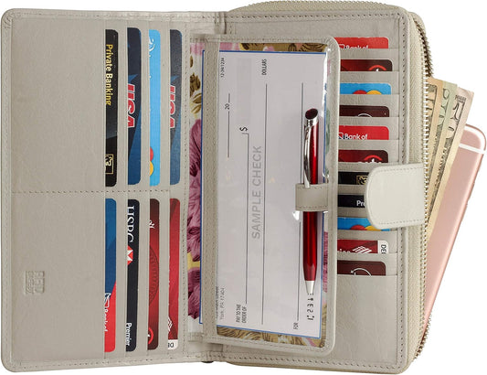 HOTBig Fat RFID Blocking Leather Organizer Checkbook Wallets For Women - Clutch