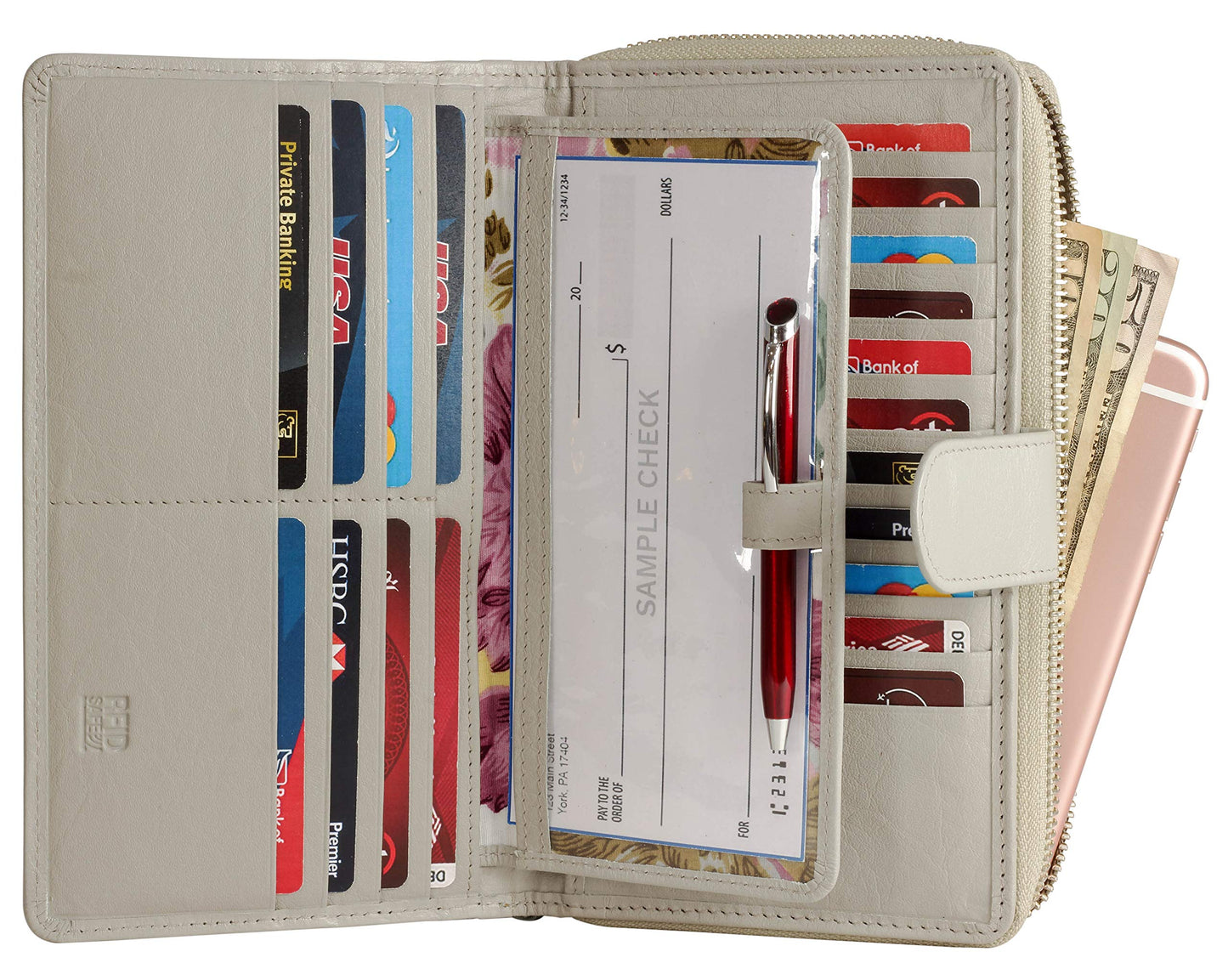 HOTBig Fat RFID Blocking Leather Organizer Checkbook Wallets For Women - Clutch