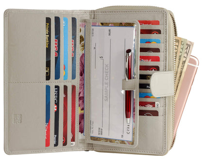 HOTBig Fat RFID Blocking Leather Organizer Checkbook Wallets For Women - Clutch