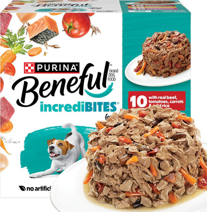 HOTBeneful Purina Small Breed Wet Dog Food Variety Pack, IncrediBites With Real Beef, Chicken and Salmon - (Pack of 30) 3 Oz. Cans