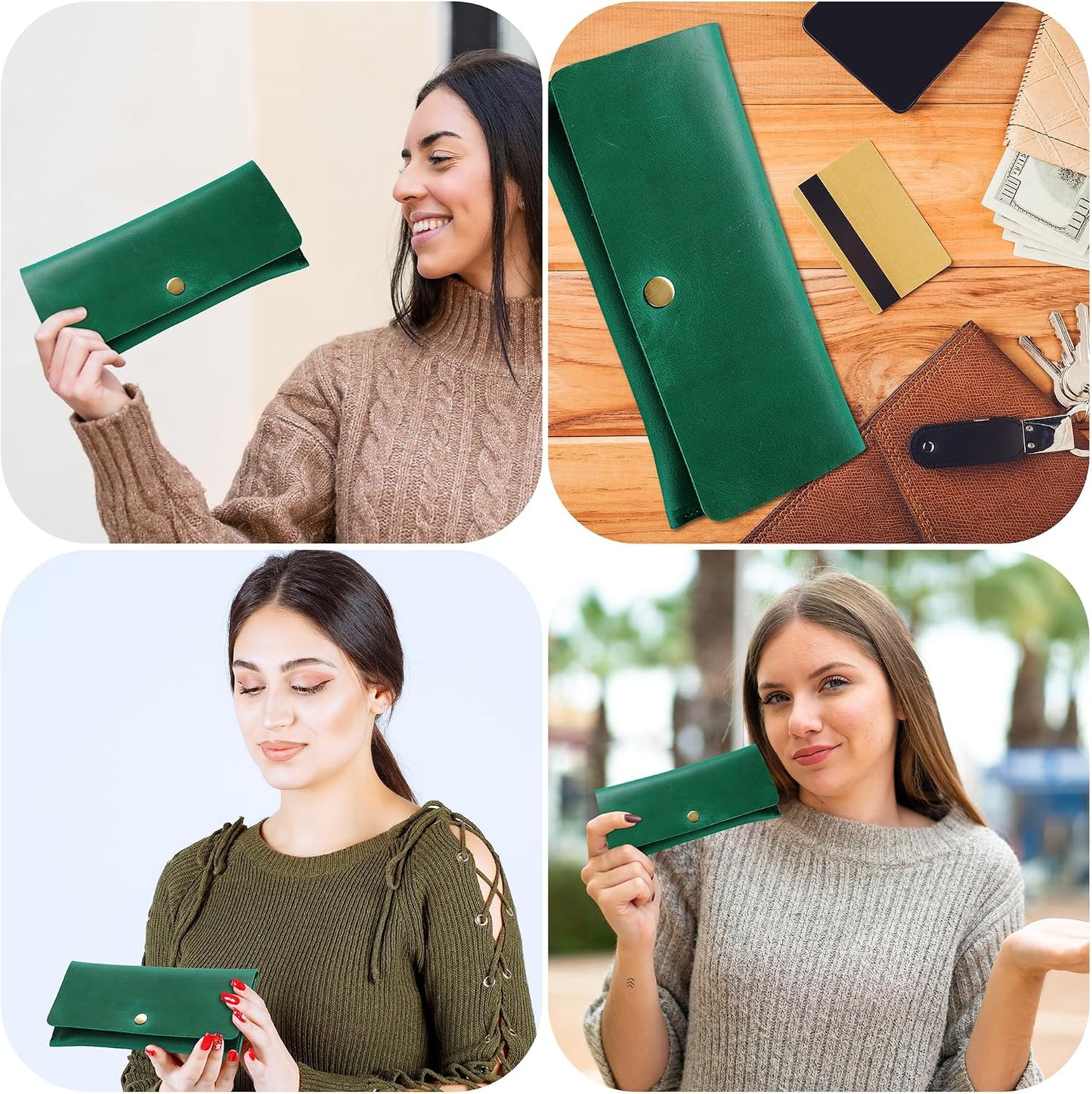 HOTHIFA Leather Wallet Women, Purses for Women - Soft Touch Rustic Leather, Retro Style, 4 Card Pockets with Cash Slot, Compact Convenience and Ideal Gift - Wallets for Women, Womens Wallet