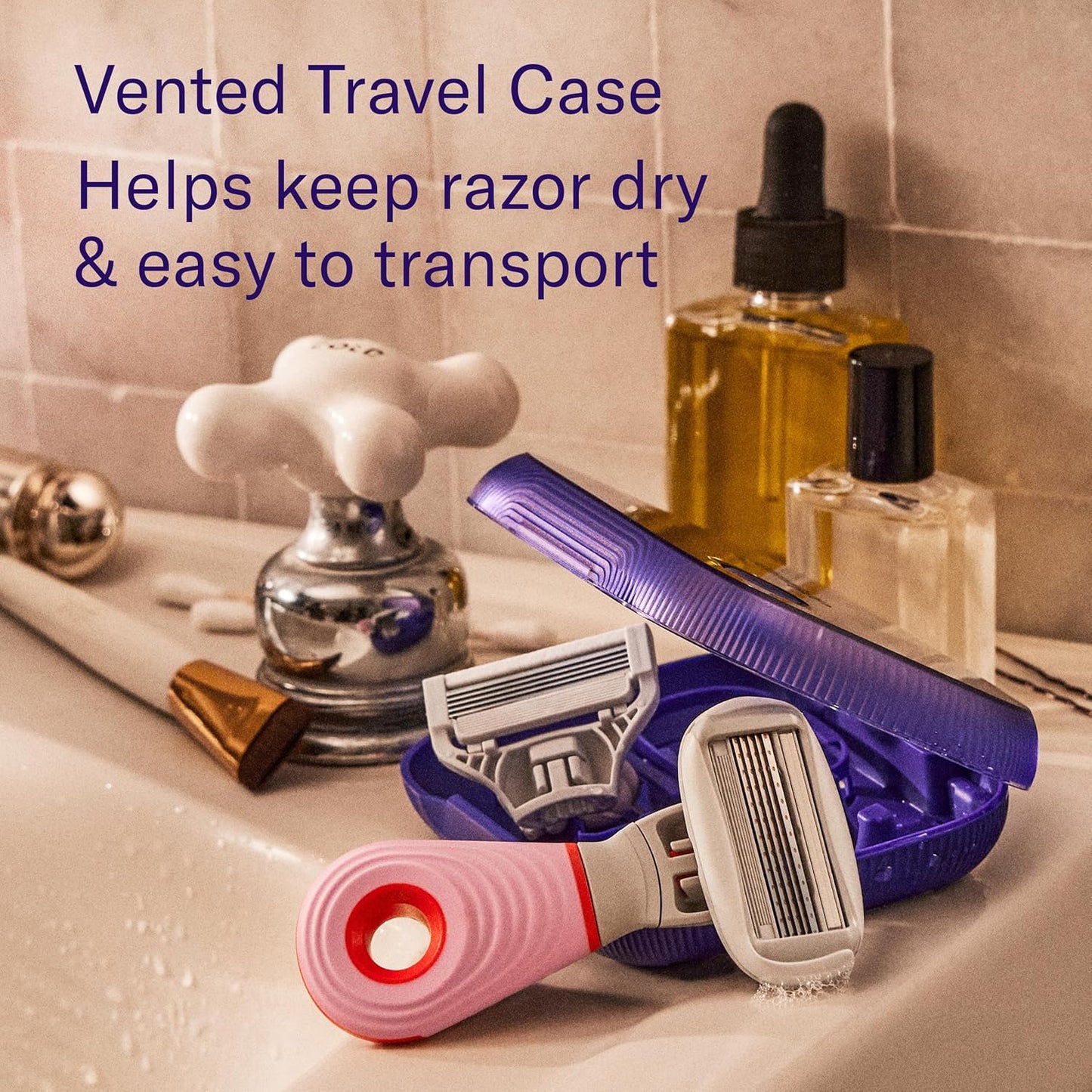 HOTFlamingo Travel Razor Kit for Women - Body & Pubic Razor - Mini Handle, 2 Blade Refills, 1 Travel Size Foaming Shave Gel & Vented Case - TSA Approved Essentials