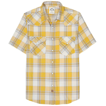 HOTDubinik® Viscose Made from Bamboo Mens Short Sleeve Shirts Plaid Shirt Western Cowboy Pearl Snap Casual Plaid Shirts for Men