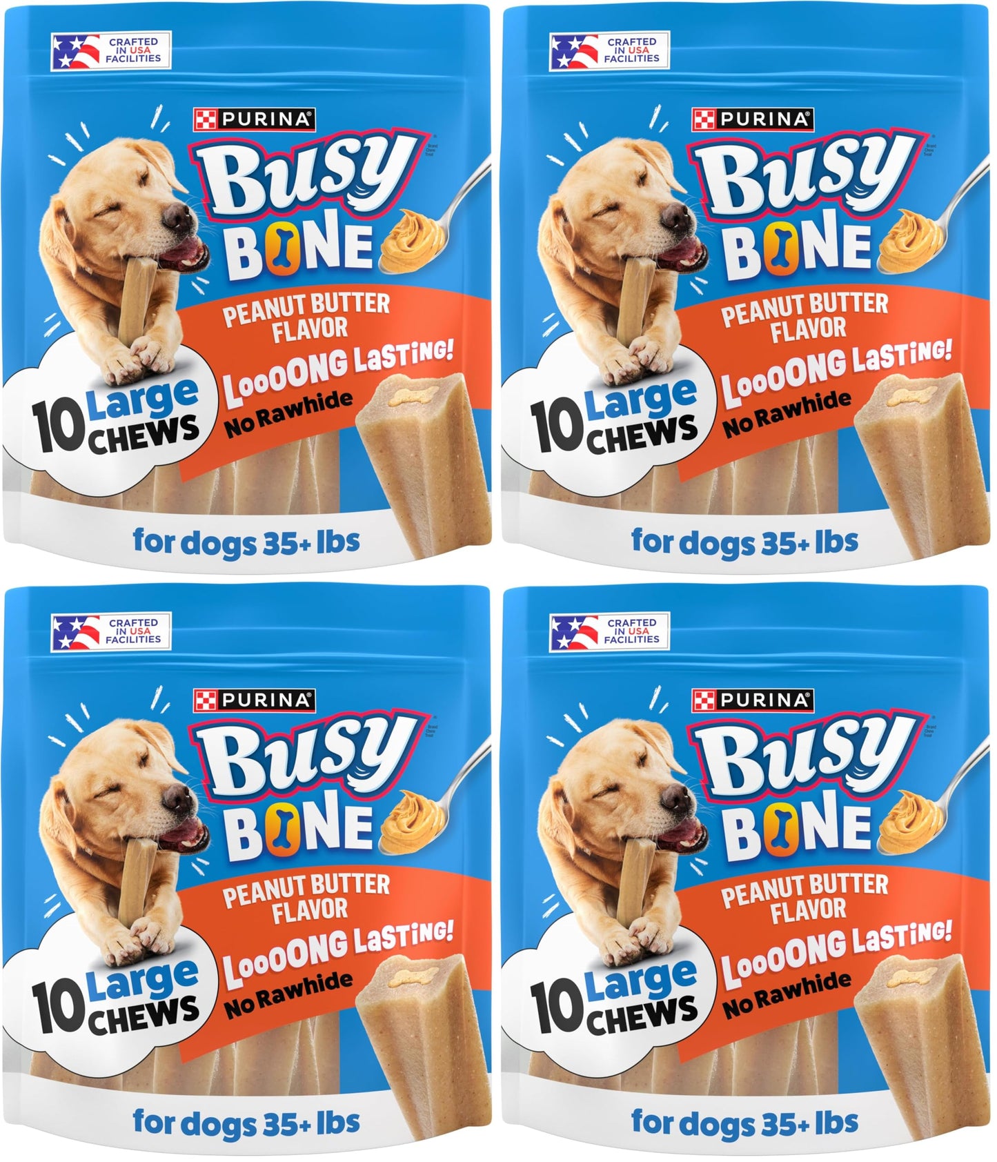 HOTPurina Busy Bone Adult Dog Chew Bone Treats, Peanut Butter - 10 ct. Pouch