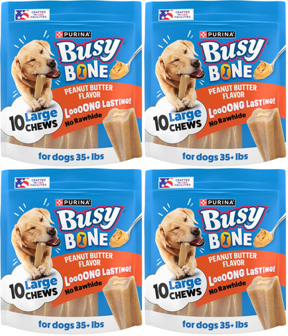 HOTPurina Busy Bone Adult Dog Chew Bone Treats, Peanut Butter - 10 ct. Pouch