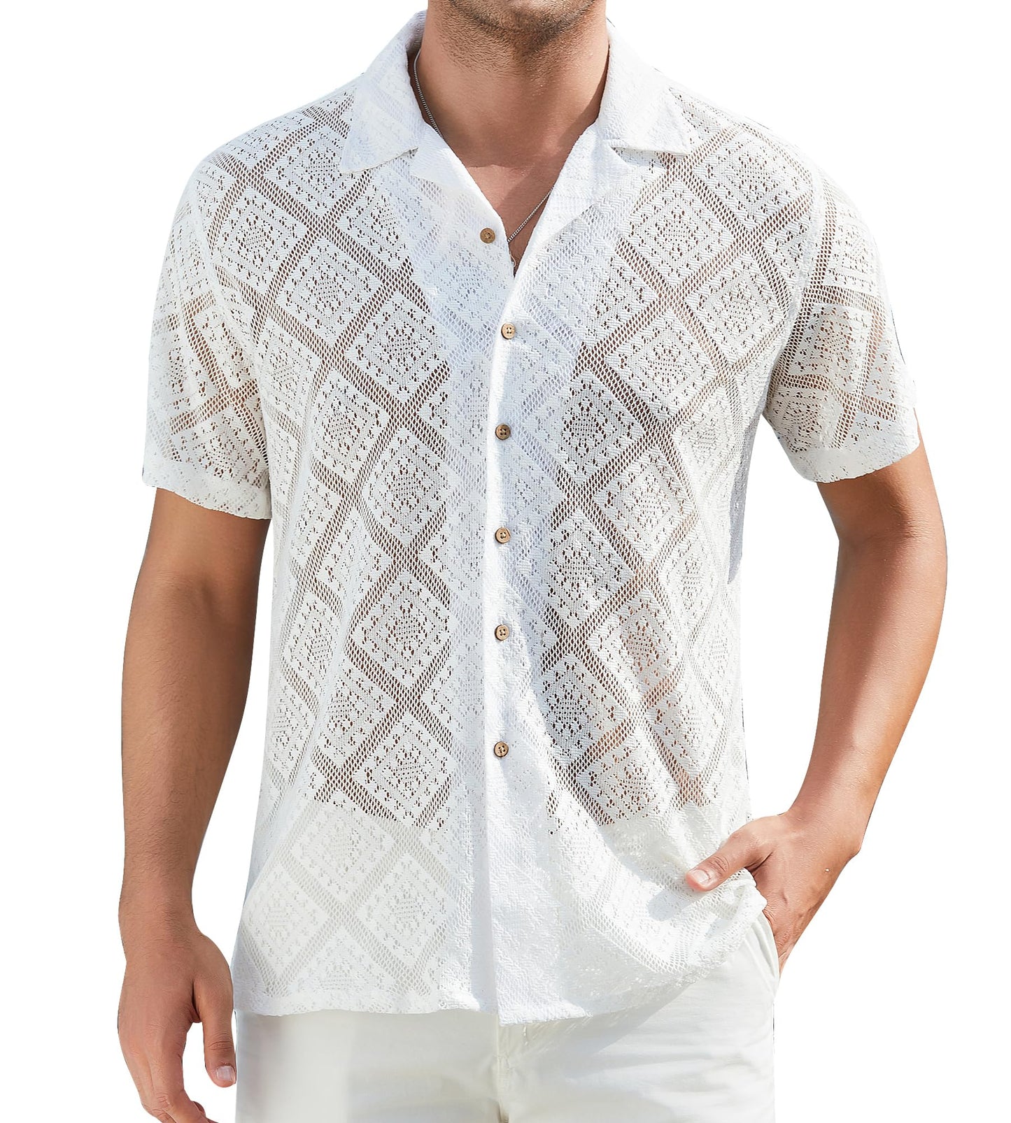 HOTDamipow Mens Casual Button Down Shirts Short Sleeve Fashion Vacation Beach Shirts