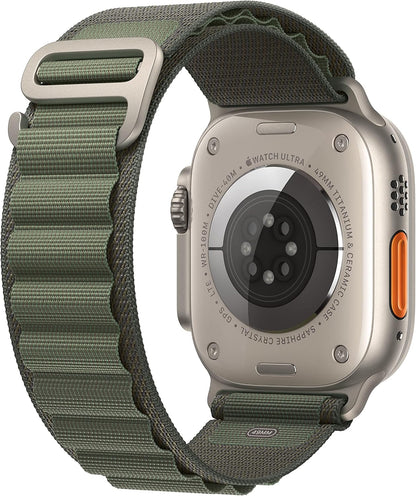HOTApple Watch Ultra [GPS + Cellular 49mm] Titanium Case with Green Alpine Loop, Large (Renewed)