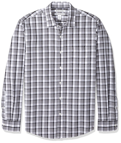 HOTAmazon Essentials Men's Regular-Fit Long-Sleeve Casual Poplin Shirt, Button Front, Business Casual, Collared