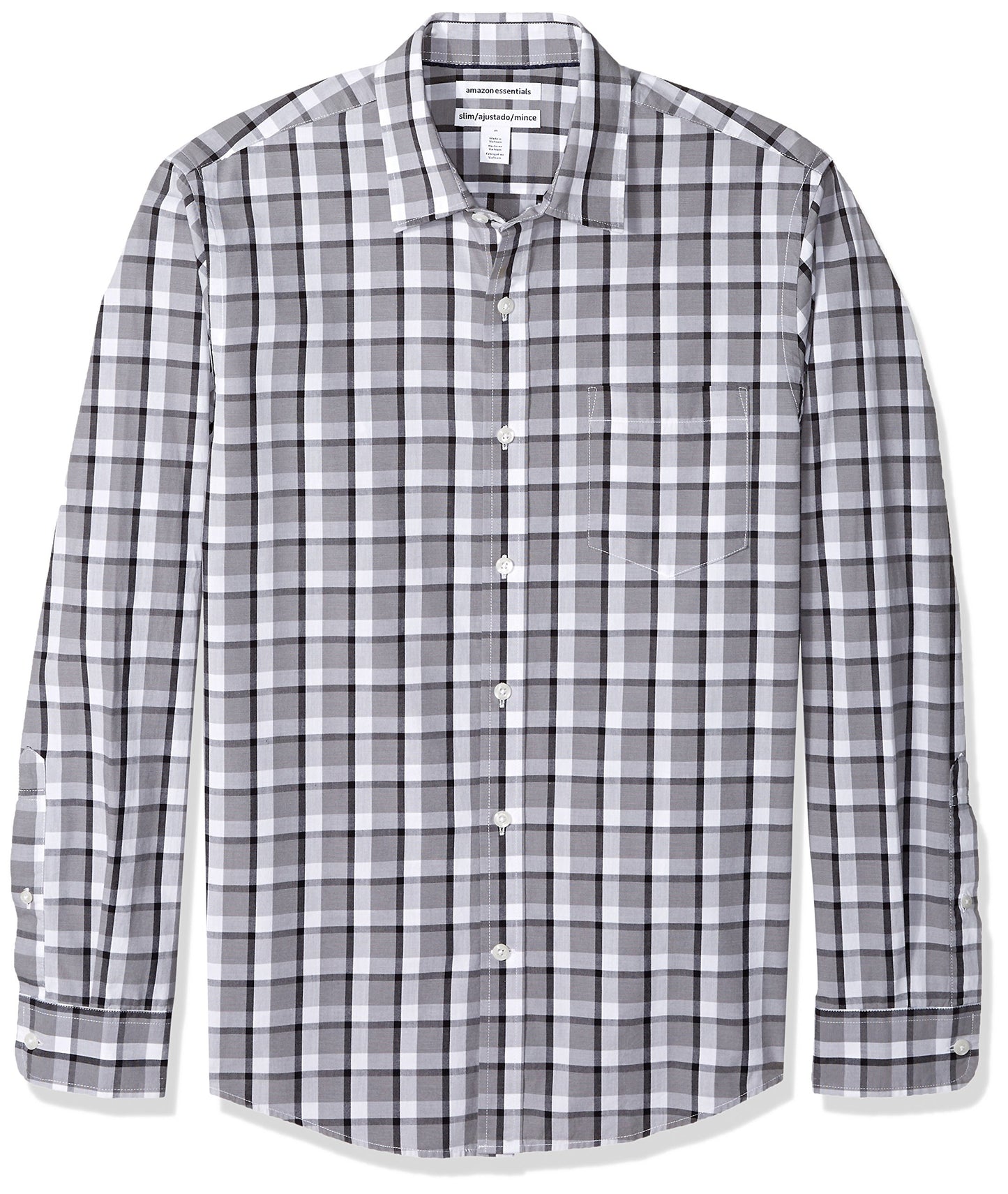 HOTAmazon Essentials Men's Regular-Fit Long-Sleeve Casual Poplin Shirt, Button Front, Business Casual, Collared