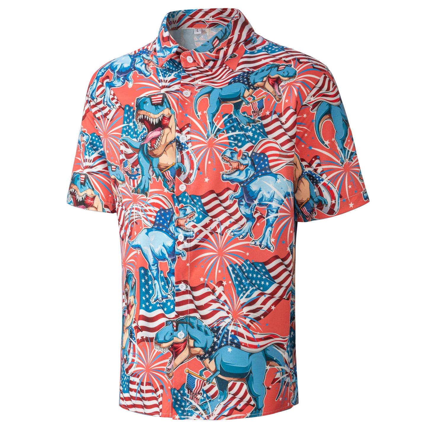HOTMen's Casual Button Down Shirts Regular Fit Short Sleeve Hawaiian Shirt for Men