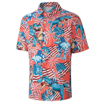 HOTMen's Casual Button Down Shirts Regular Fit Short Sleeve Hawaiian Shirt for Men