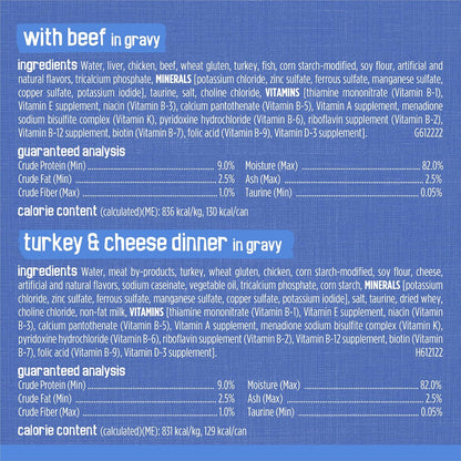 HOTPurina Friskies Wet Cat Food Variety Pack, Shreds With Beef, Turkey and Cheese Dinner, Chicken and Salmon Dinner, and With Ocean Whitefish and Tuna - (Pack of 40) 5.5 oz. Cans