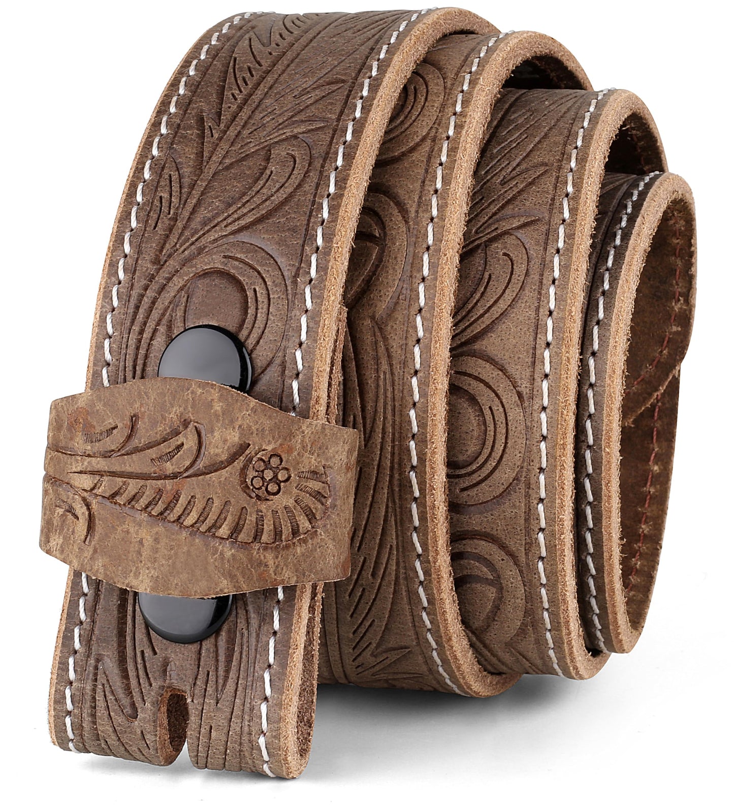 HOTF&L CLASSIC Western Belt without buckle for men – Full Grain Leather Cowboy Belts for jeans - One Piece Leather strap belt