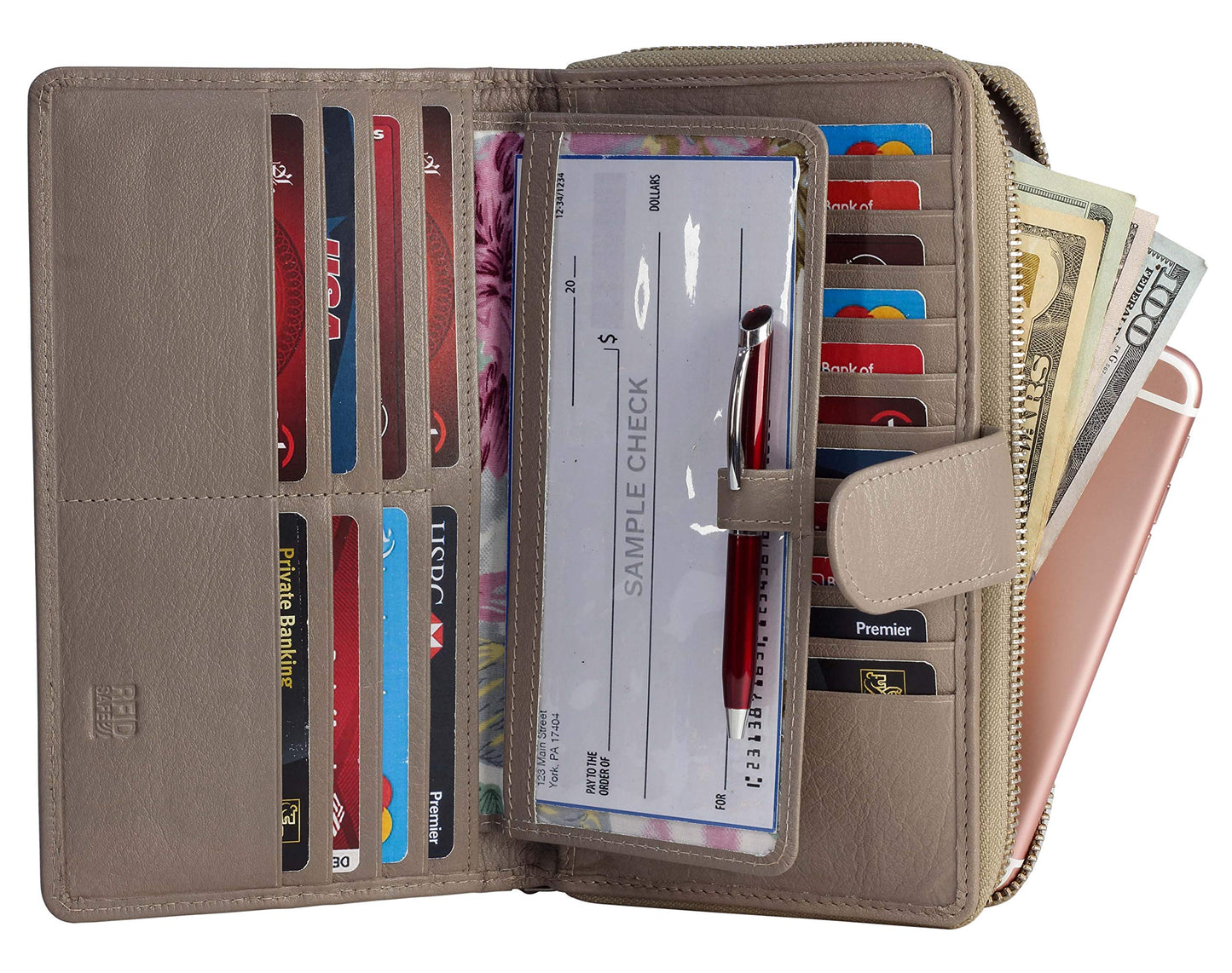 HOTBig Fat RFID Blocking Leather Organizer Checkbook Wallets For Women - Clutch