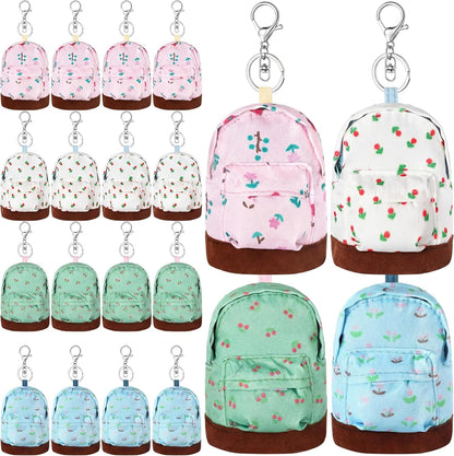 HOTEqusion 16 Pcs Mini Backpack Keychain Bulk Coin Bag Purse Tiny Small Wallet for Carry Lipsticks Cards Headphone Good Choice for Gift