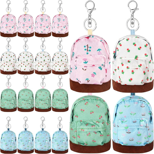HOTEqusion 16 Pcs Mini Backpack Keychain Bulk Coin Bag Purse Tiny Small Wallet for Carry Lipsticks Cards Headphone Good Choice for Gift