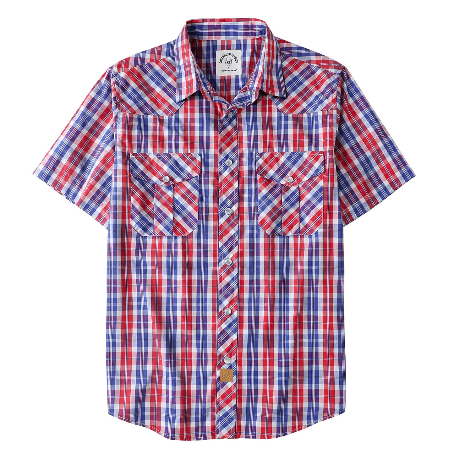 HOTDubinik® Western Shirts for Men Short Sleeve Plaid Pearl Snap Shirts for Men Button Up Shirt Cowboy Casual Work Shirt