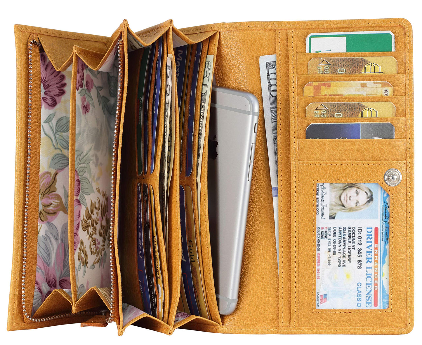 HOTWomen's Top Grain Leather Wallet, RFID Blocking Bifold clutch, 17 Card Slots, Zip Pocket Organizer, Elegant Gift for Women — Birthday, Valentine, Anniversary - TAUPE