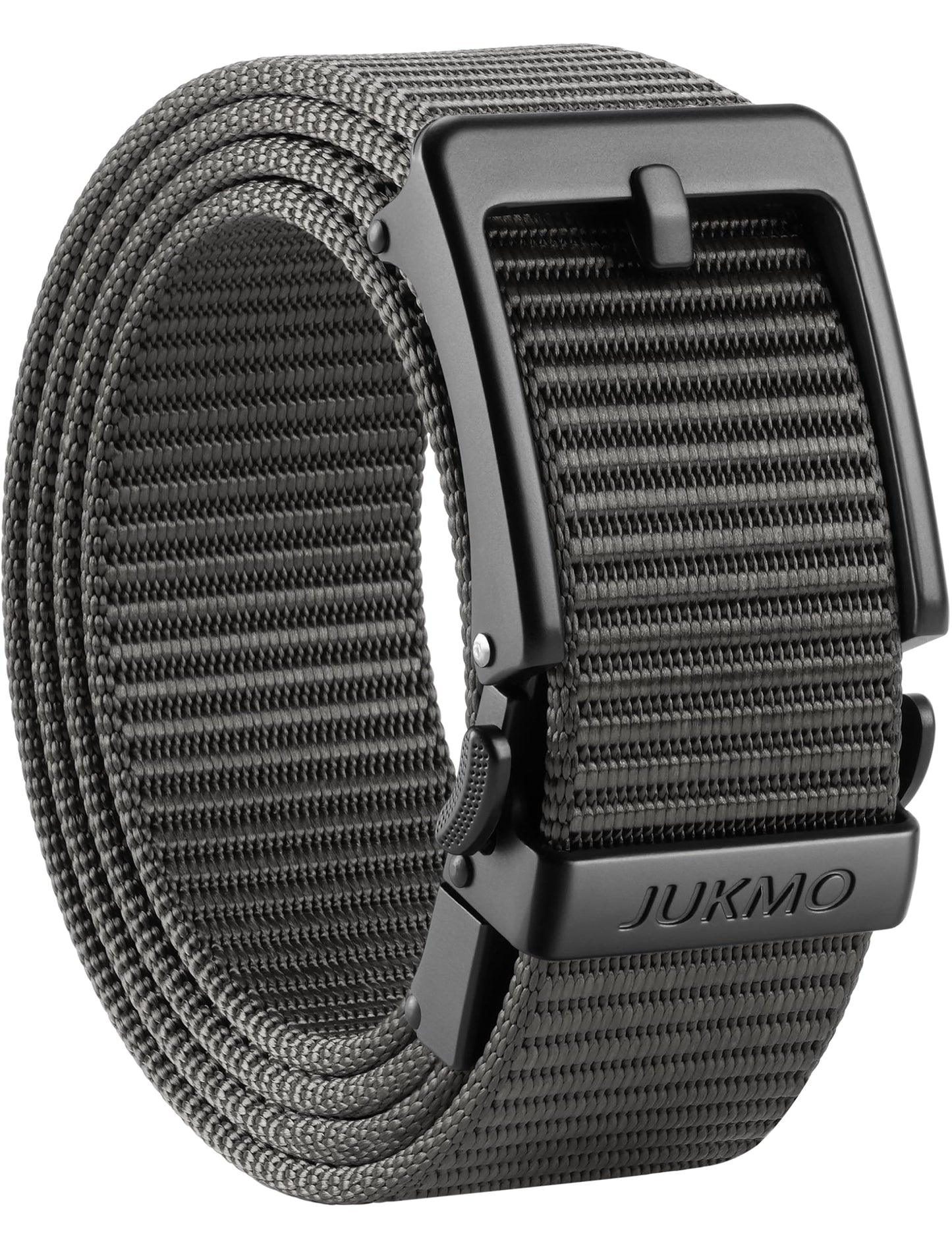 HOTJUKMO Men's 1.5" Ratchet Belt with Pin-Look Buckle for Jeans & Chinos | No-Hole Micro-Adjust Belt with Trim-to-Fit Nylon Webbing & Zinc Alloy Buckle – Perfect for Business Casual