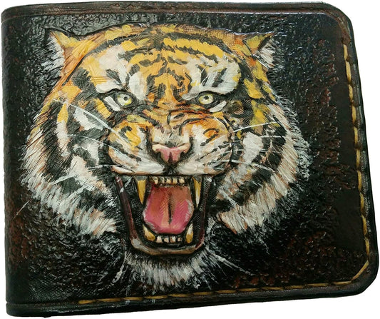 HOTBig Cat, Royal Bengal Tiger, Animal, Siberian Tiger, Panthera, Wildlife Wallet, RFID Men's Bifold Wallet, Genuine leather wallet, Biker Wallet, Embossed wallet, Leather Purse, Handmade wallet, Airbrush Art, Custom wallet, Personalized wallet