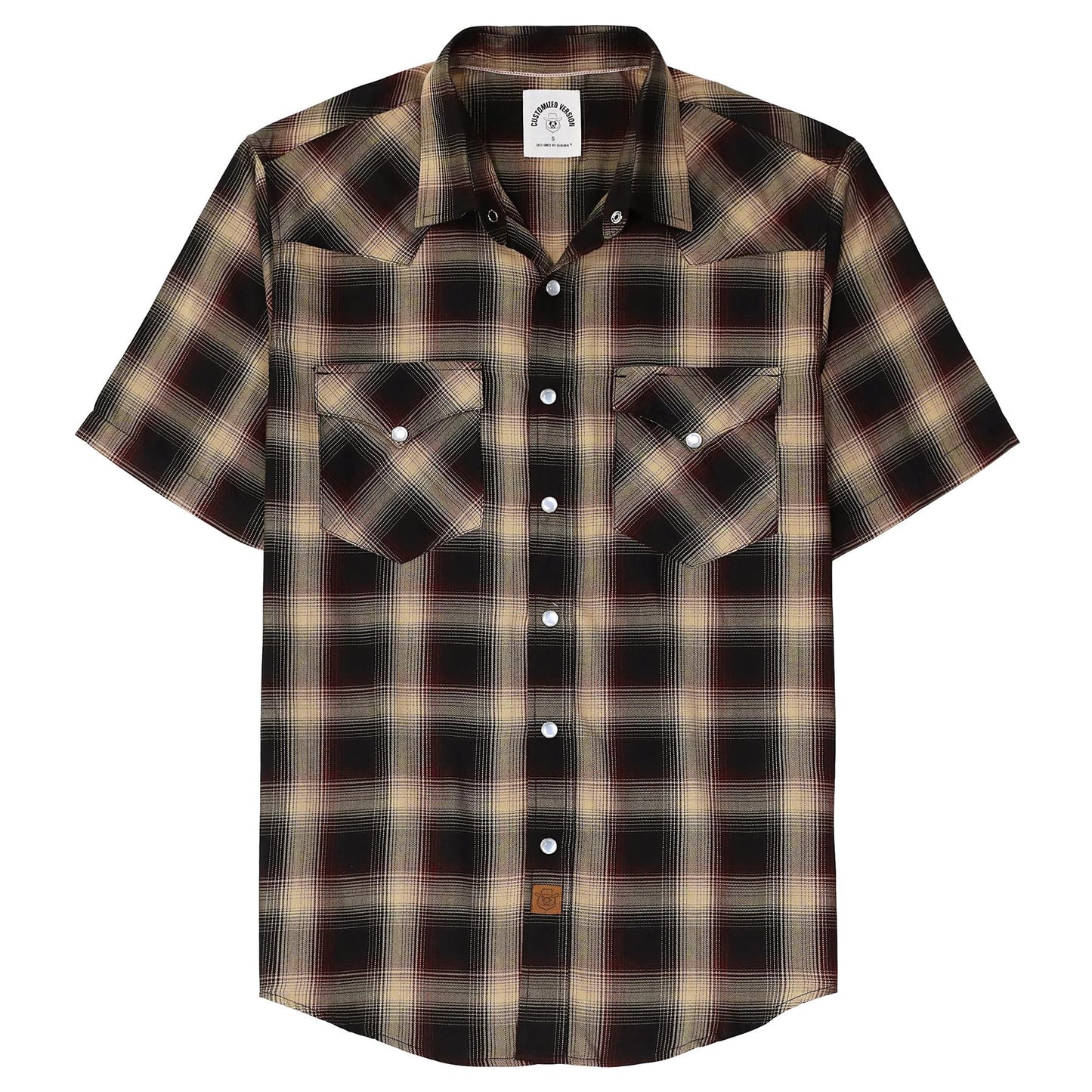 HOTDubinik® Viscose Made from Bamboo Mens Short Sleeve Shirts Plaid Shirt Western Cowboy Pearl Snap Casual Plaid Shirts for Men