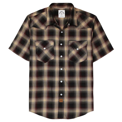 HOTDubinik® Viscose Made from Bamboo Mens Short Sleeve Shirts Plaid Shirt Western Cowboy Pearl Snap Casual Plaid Shirts for Men