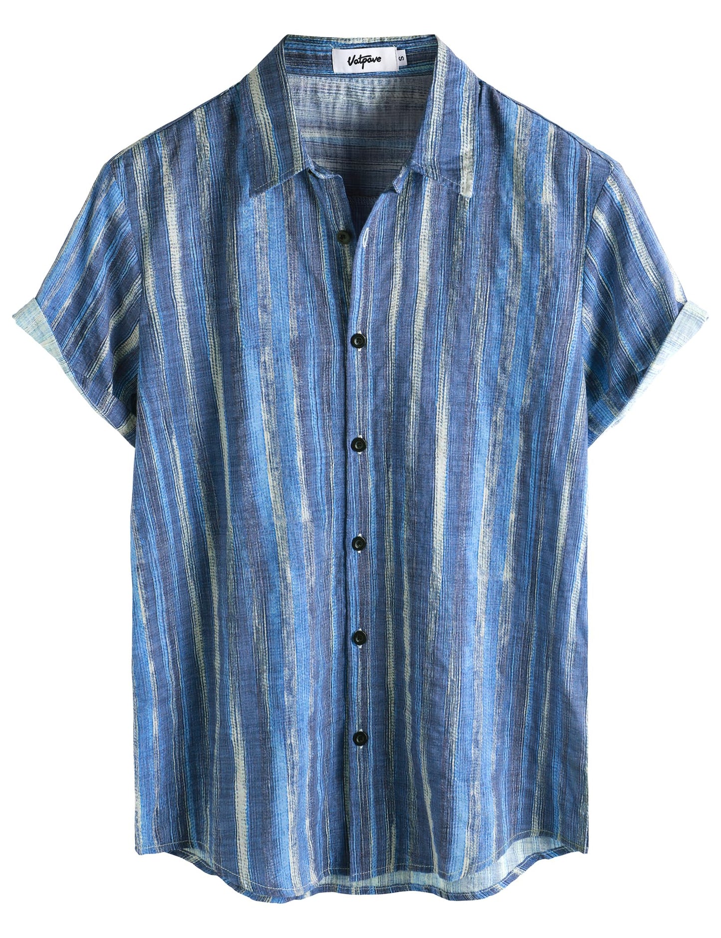 HOTVATPAVE Mens Casual Short Sleeve Button Down Shirts Regular Fit Hawaiian Summer Shirt
