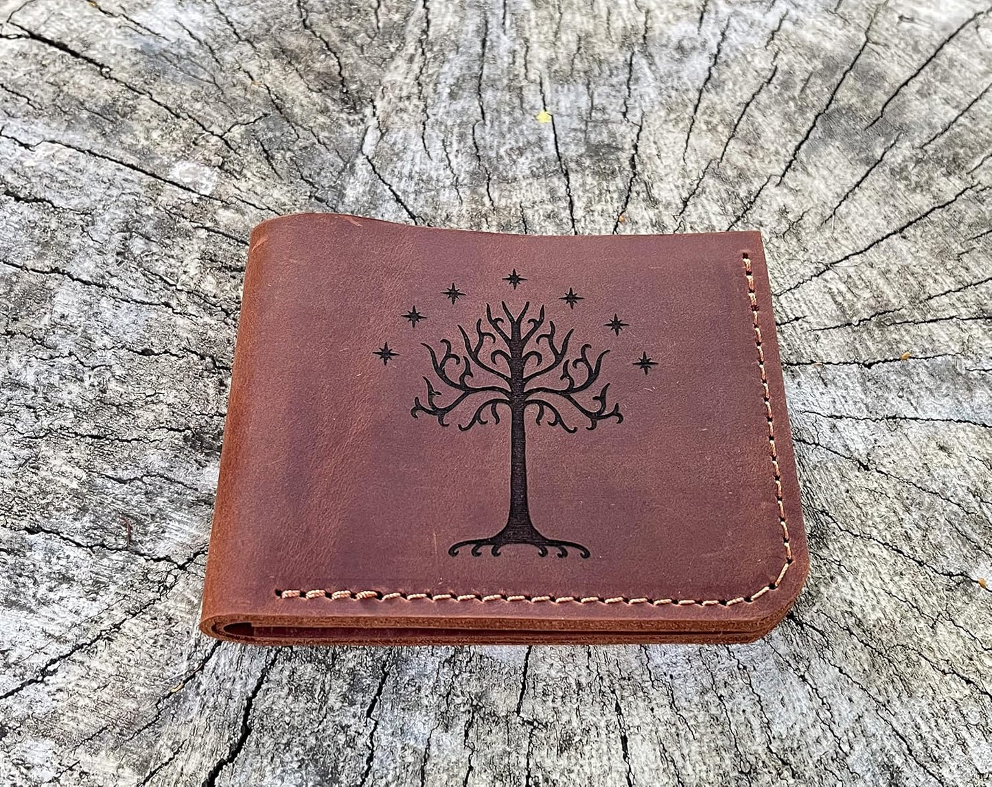 HOTWhite Tree Wallet, Gift for Him, Mens Wallet, Handmade Leather Wallet, Mens Gift For Father, Husband Gift, Boyfriend Gift k32