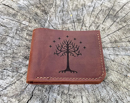 HOTWhite Tree Wallet, Gift for Him, Mens Wallet, Handmade Leather Wallet, Mens Gift For Father, Husband Gift, Boyfriend Gift k32