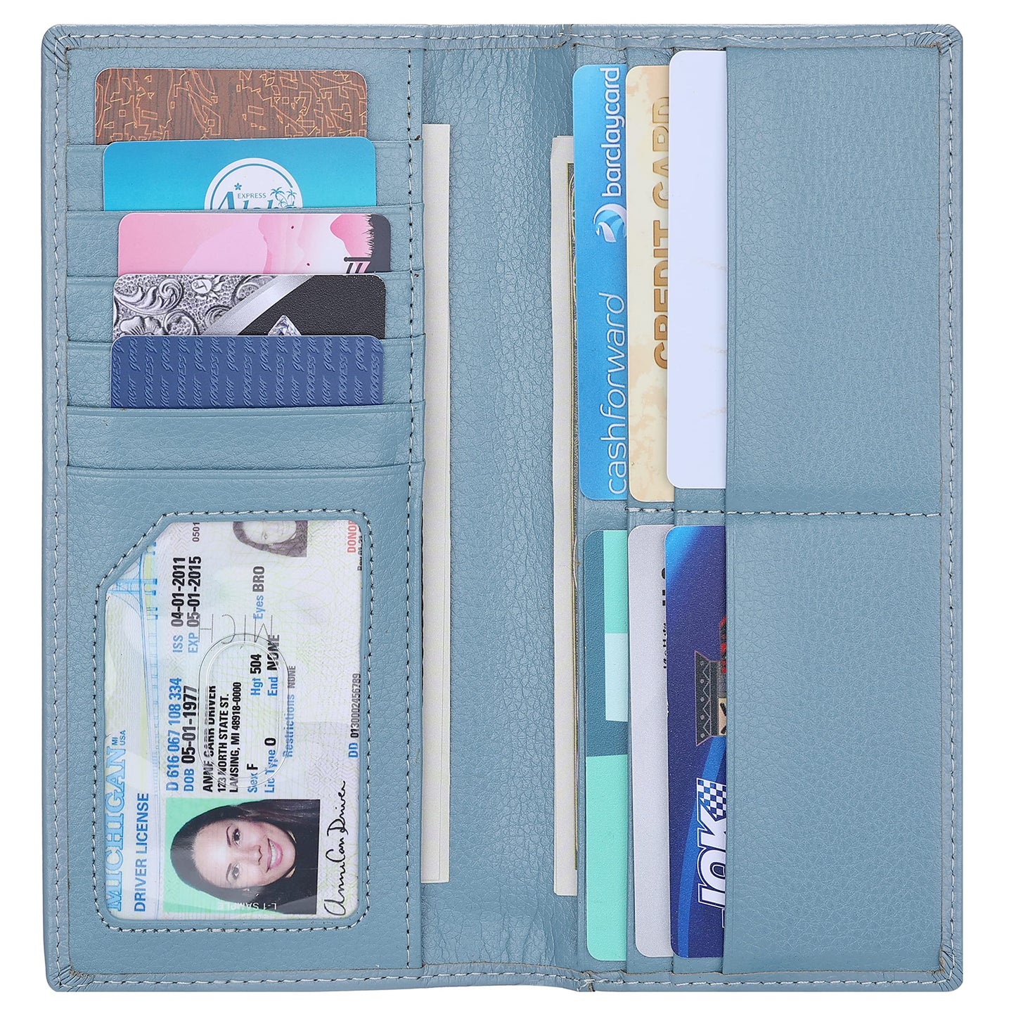 HOTLavemi Ultra Slim Thin Leather Women Wallet RFID Blocking Credit Card Holder Bifold Long Ladies Billfold