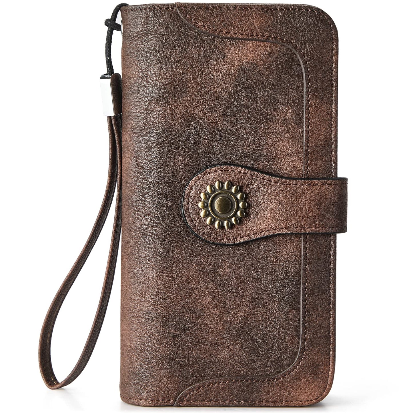 HOTBOSTANTEN Leather Wallet for Women RFID Blocking Zip Around Credit Cards Holder Phone Clutch